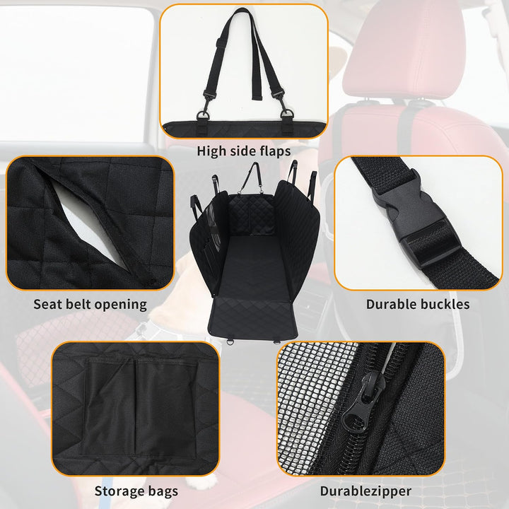 Hundedecke Auto Rückbank, wasserdichtes und rutschfestes Design, Hunde Autositz Rückbank mit Seitens