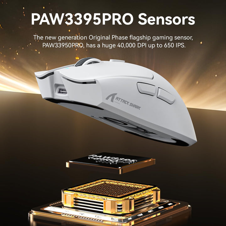 ATTACK SHARK X1 Gaming Mouse with Touchpad RGB Charging Dock, PixArt PAW3395PRO Gaming Sensor, BT/2.