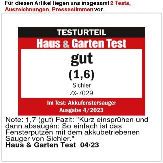 Sichler Haushaltsgeräte Akkufenstersauger: Akku-Fenstersauger & Sprühflasche, Wischtuchaufsatz, 30 M