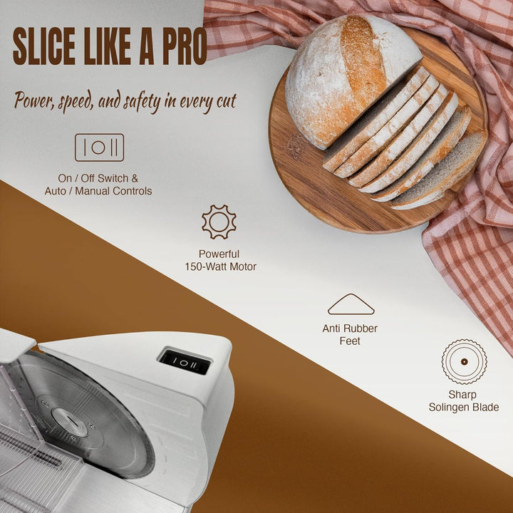 Bestron Brotschneidemaschine, mit RSG-Edelstahlklinge – Made in Germany, stufenlose Schnittstärkenei