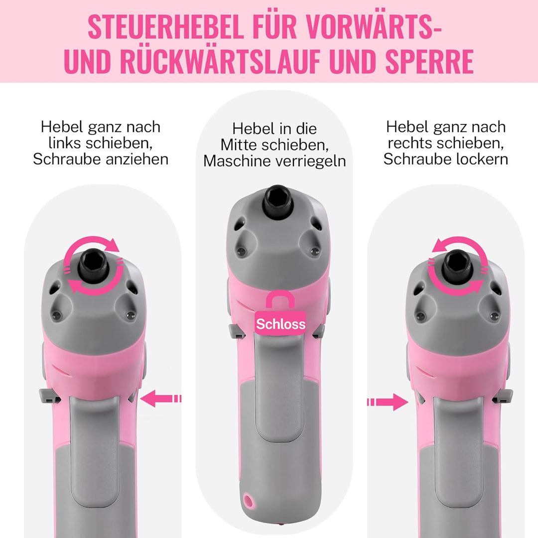 WORKPRO Akkuschrauber Set 3,6V, Exzentrischer Schraubendreher, mit 21 Bits und Verlängerungsstange,