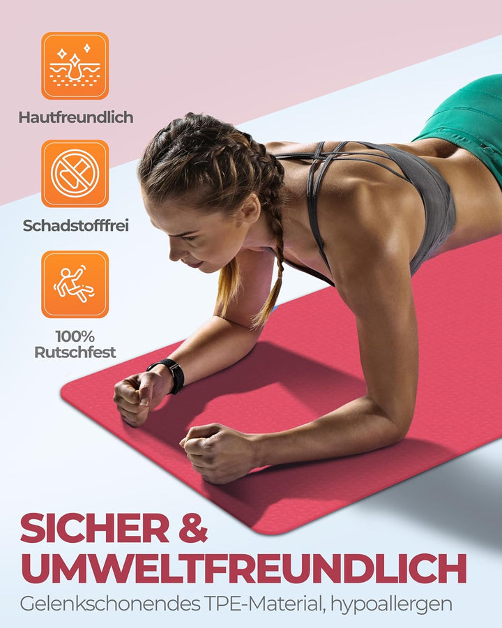 Yoga Matte Pro aus umweltfreundlichem TPE-Schaum, sehr rutschfeste, schadstofffreie, hypoallergene u