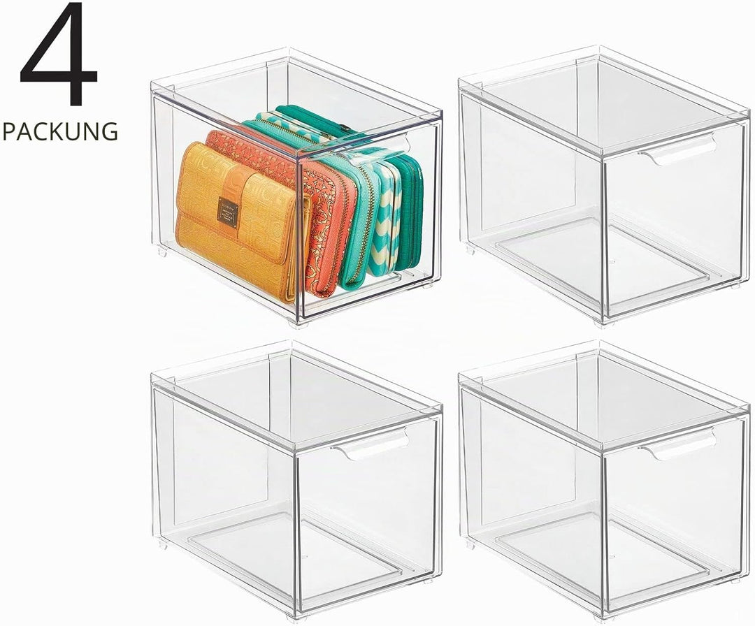 mDesign Aufbewahrungsbox mit Schublade – stabile Schubladenbox aus Kunststoff zur Schuhaufbewahrung