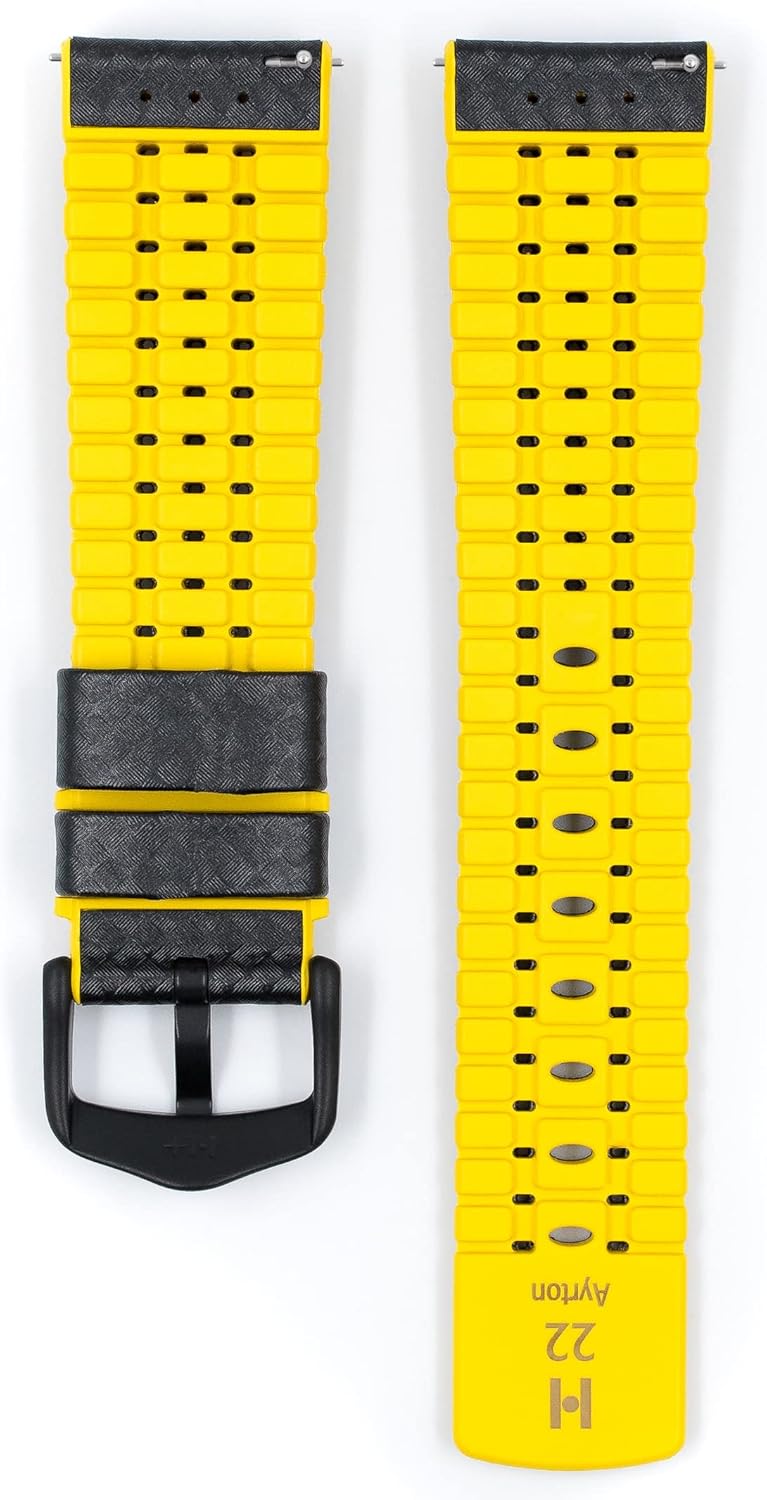 HIRSCH Herren Performance Uhrenarmband Modell Ayrton 24 mm Schwarz/gelb