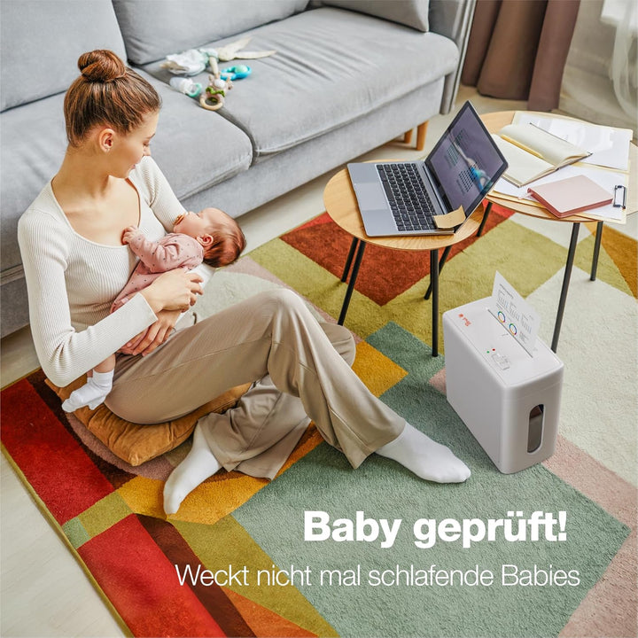 Peach Aktenvernichter SuperSilent inkl. Ölpapier | ~40dB leise | 6 Blatt | 9L/50 Blatt | 4 x 38 mm P