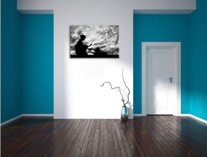 Pixxprint Dark Gesha Teezerenomie als Leinwandbild/Grösse: 100x70 cm/Wandbild/Kunstdruck/fertig besp