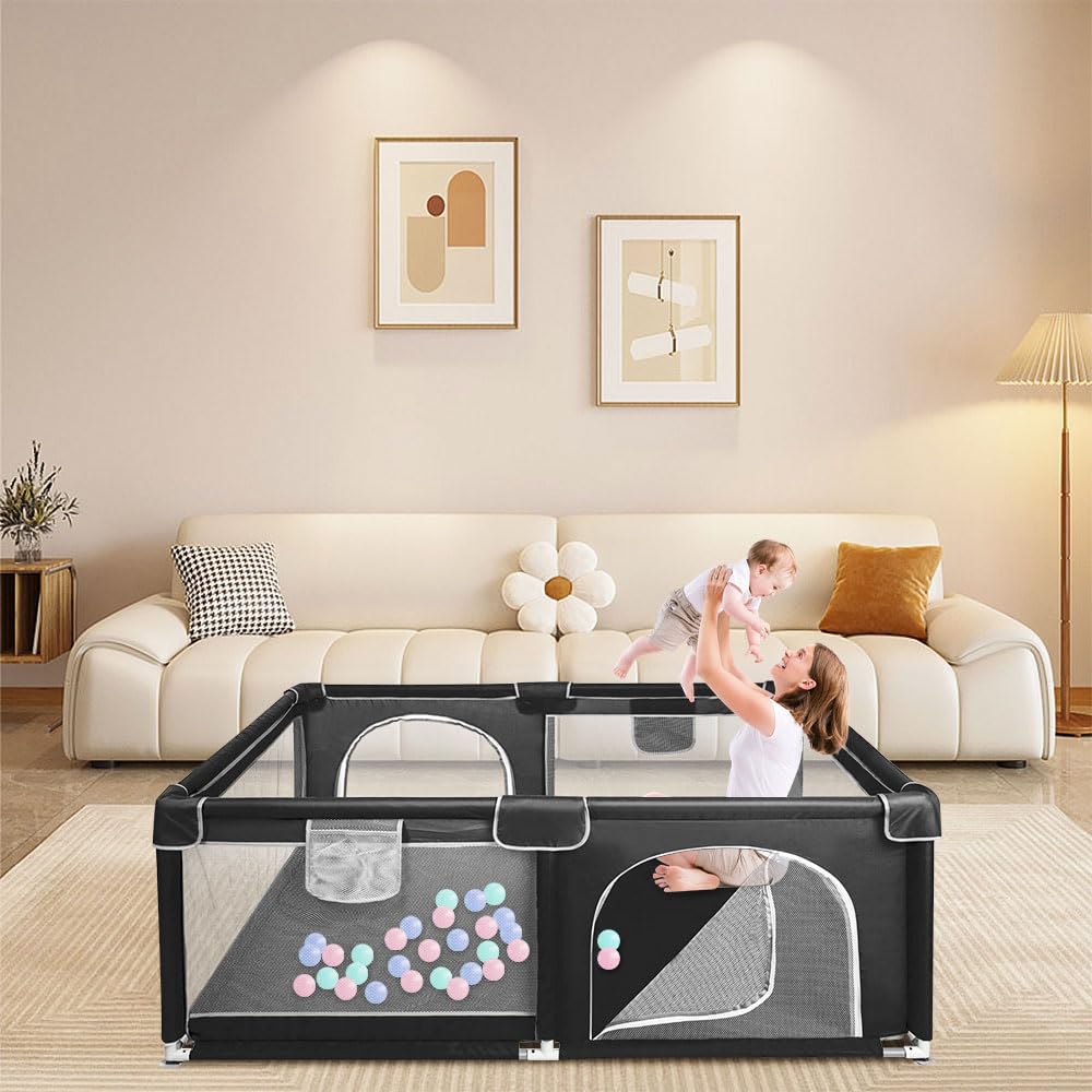 Laufstall, modular, 120 cm x 160 cm x 66 cm, faltbar, Oxford-Stoff, mit Aufbewahrungstasche, sicher