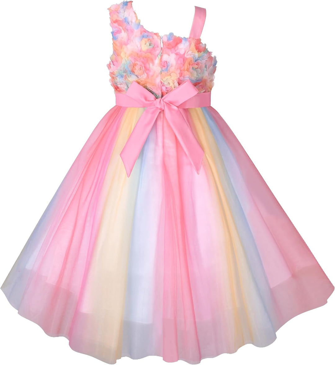 Sunny Fashion Mädchen Kleid Blume Mädchen Kleid Ivory Pailletten Brautjungfer Hochzeit Party Gr. 110