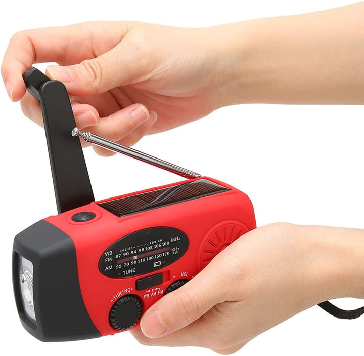 Elprico Aufziehbares Solarradio, AM/FM/WB-Wetterradio Notfall-Solar-Handkurbel-Dynamo mit LED-Tasche