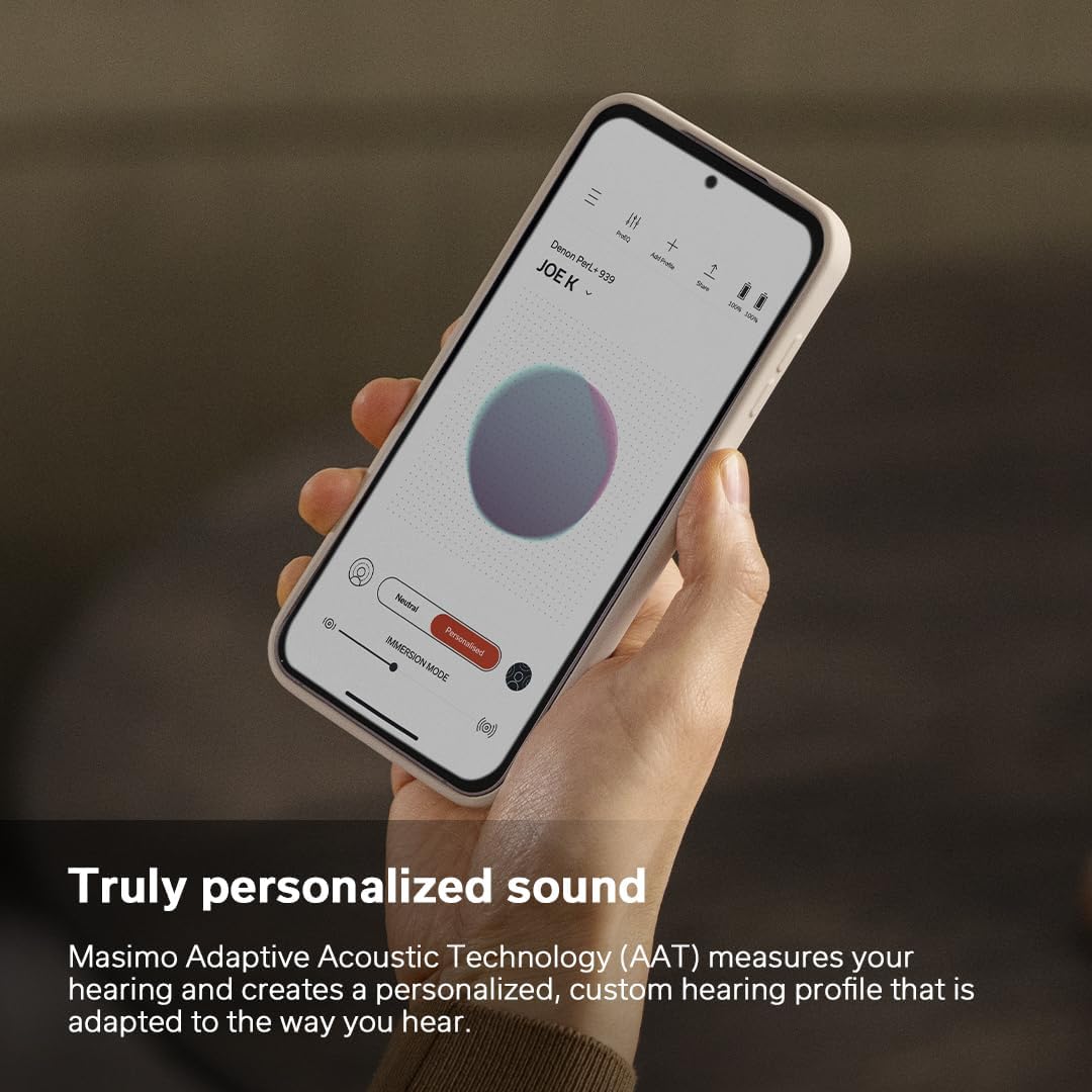 Denon PerL True Wireless-Kopfhörer, personalisiertes Klangprofil mit Masimo Adaptive Acoustic Techno