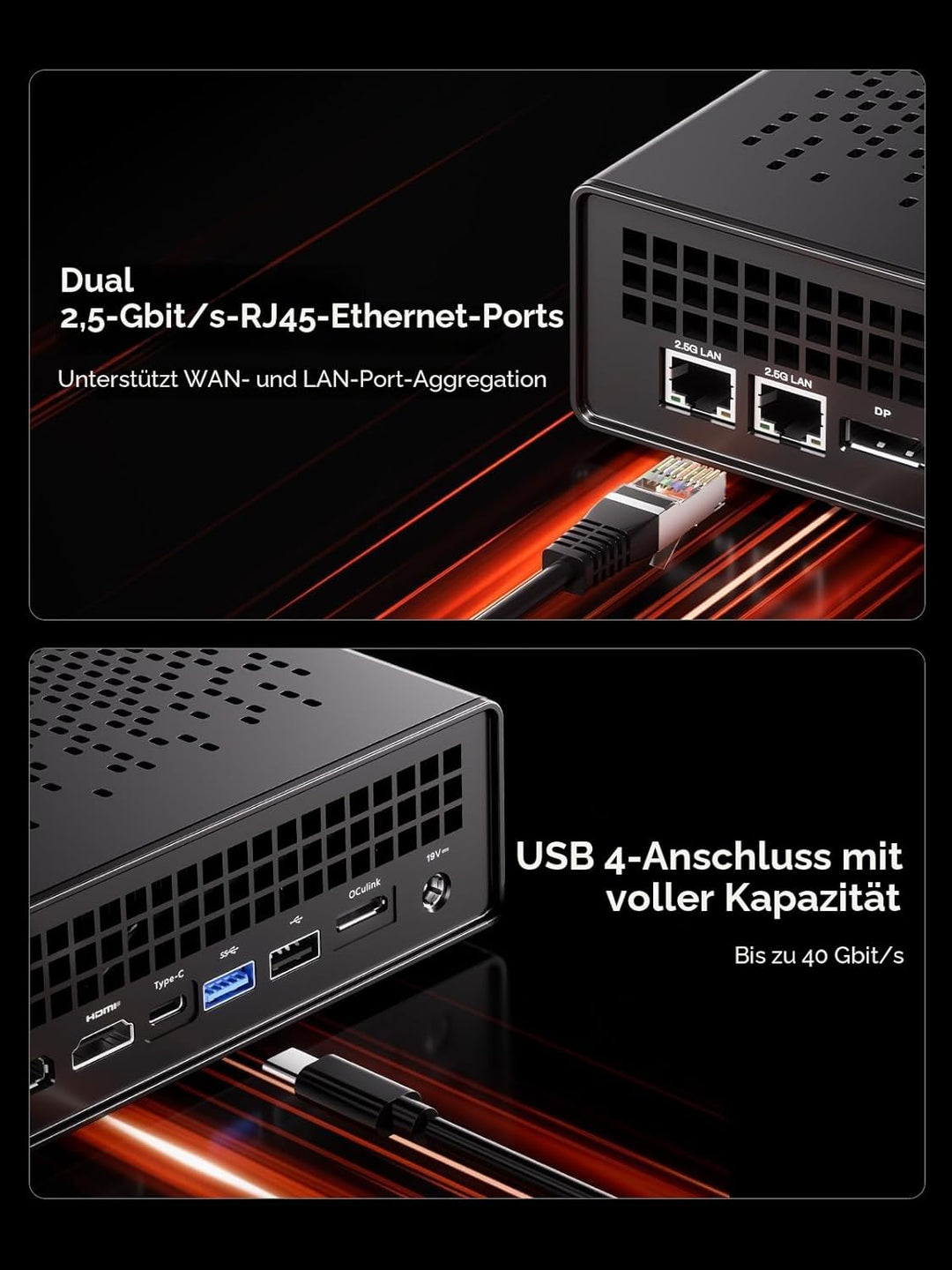MINIS FORUM Mini Workstation MS-A1 Mini Barebone PC, DDR5/4xM.2 NVMe SSD, Dual 2.5G RJ45 Mini PC, HD