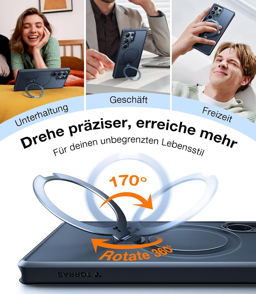 TORRAS Ostand Q3 Spin für Samsung Galaxy S25 Ultra Hülle (360° Magnetischer Robust Standring) TOP Mi