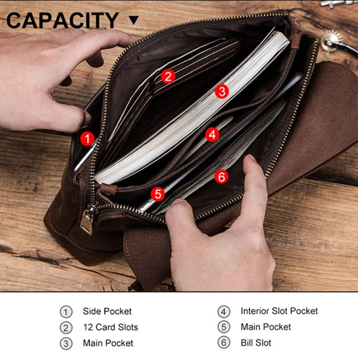 Contacts Herren Echtes Leder Ausweis Handyhalter Reissverschluss Coin Key Clutch Geldbörse Handtasch