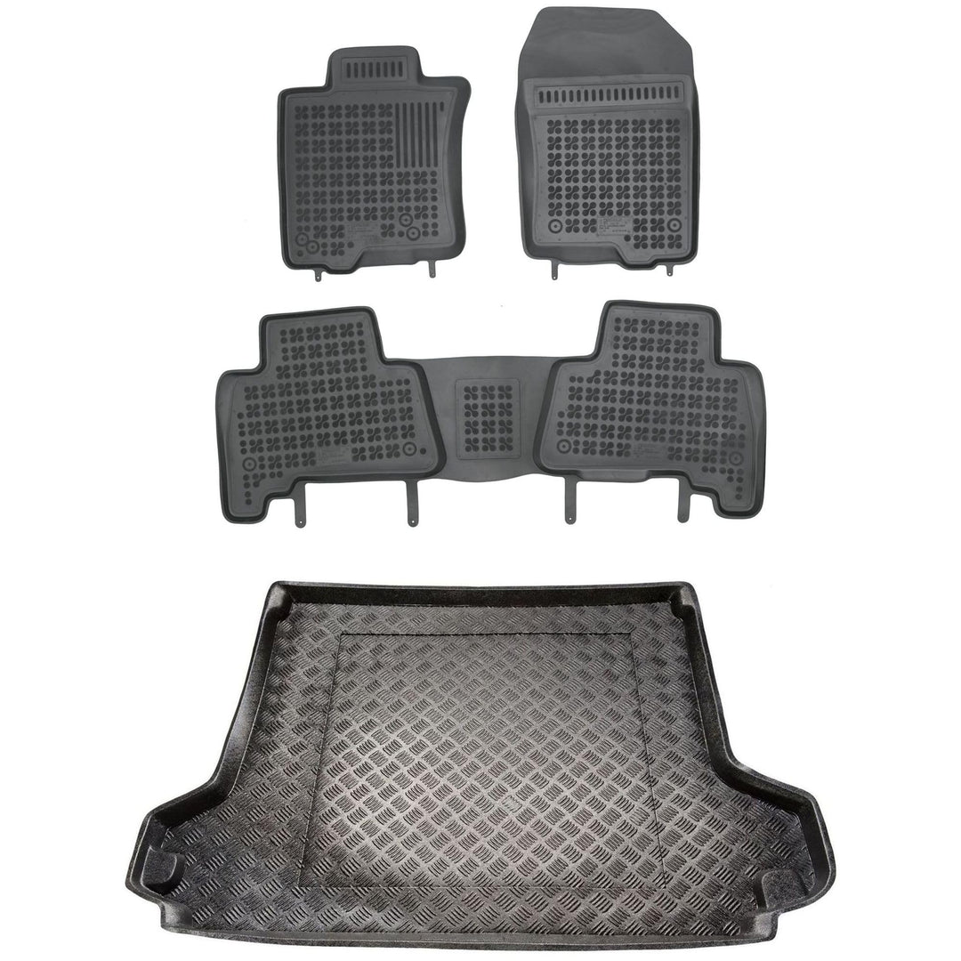 MOTOS Satz Gummifussmatten und PE Kofferraumwanne für Toyota Land Cruiser J150 2009-2017 Verbessern