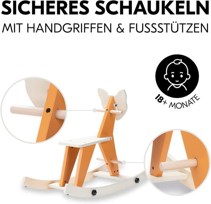 hauck Schaukeltier für Kleinkinder Rock N Swing ab 18 Monate bis 50 kg, Schaukelpferd Holz (FSC® Zer