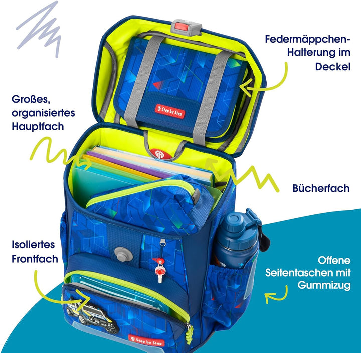 Step by Step Schulranzen-Set Cloud, 5-teilig, ergonomischer Tornister mit Reflektoren, höhenverstell