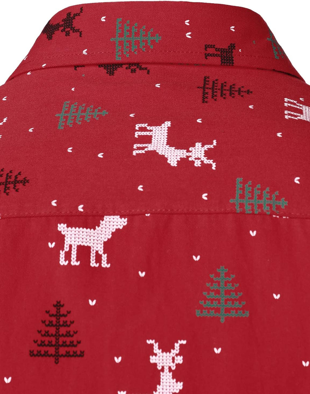 JOGAL Herren Funky Christmas Print Weihnachtsmann Hemd Langarm Button Up Freizeithemd Herren L Rot,