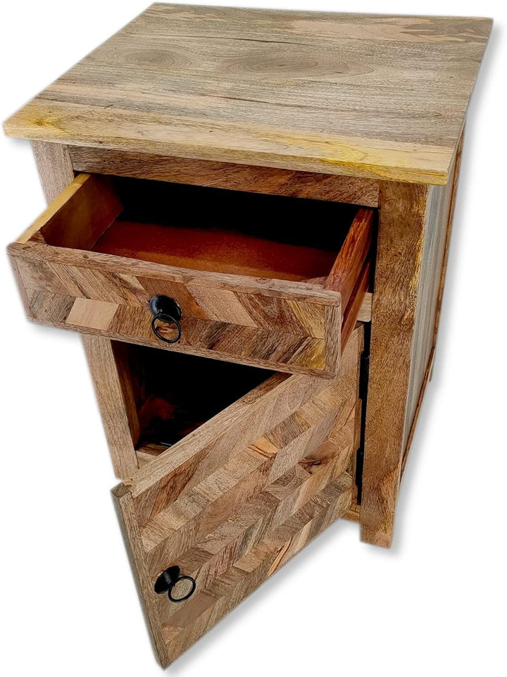 DARO DEKO Holz Nachttisch braun 45 x 60cm Beistelltisch Vintage Nachtschrank Retro