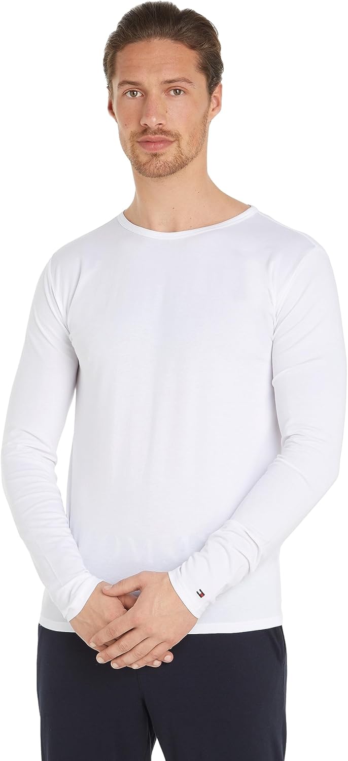 Tommy Hilfiger Herren Langarm T-Shirts (3er Pack) S Mehrfarbig (Black/White/Grey Heather), S Mehrfar