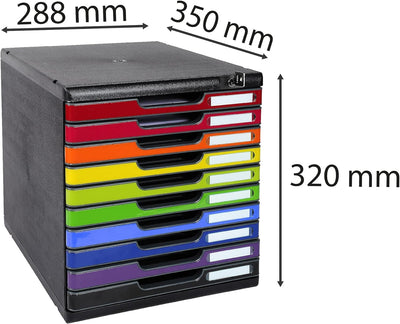 Exacompta 332798D Modulo A4 – 10 Schubladen mit Schlüssel Iderama Schwarz/Arlequin Gloss