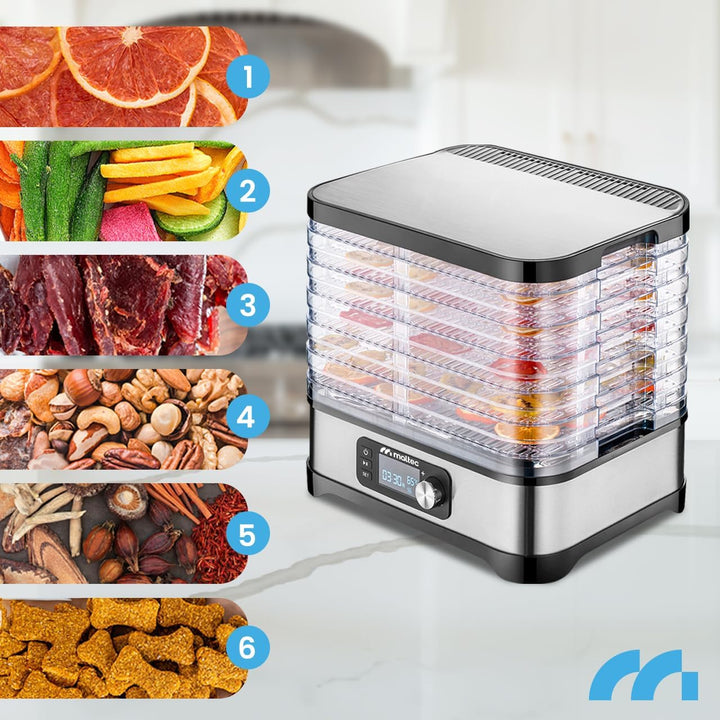 MalTec Dörautomat mit Timer Dörrgerät 450W Lufttrockner mit 5 Ebene für Lebensmittel Pilzen/Fleisch/