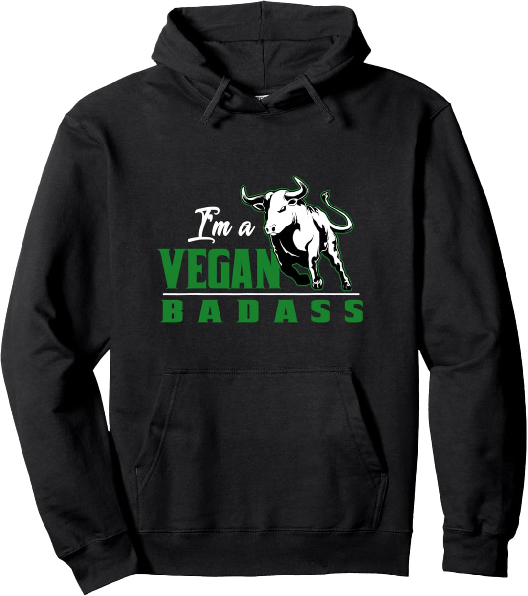 Vegan Badass Stier Bull Frau Tierschutz Lustig Veganer Mann Pullover Hoodie