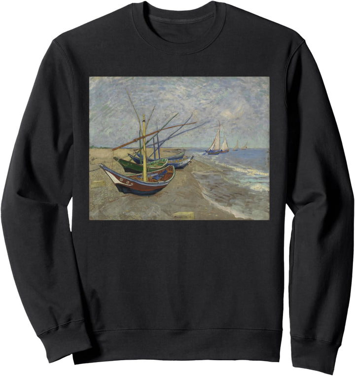 Fischerboote am Strand von Vincent Van Gogh Sweatshirt
