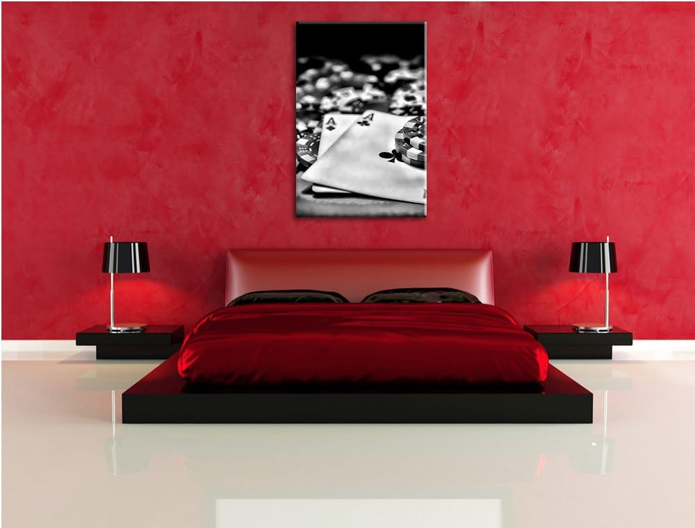 Monocrome, Spielkarten, Format: 100x70 auf Leinwand, XXL riesige Bilder fertig gerahmt mit Keilrahme
