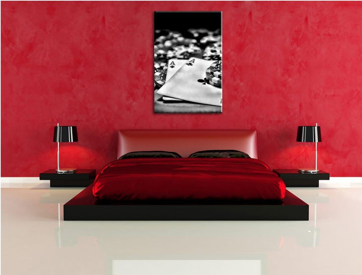 Monocrome, Spielkarten, Format: 100x70 auf Leinwand, XXL riesige Bilder fertig gerahmt mit Keilrahme