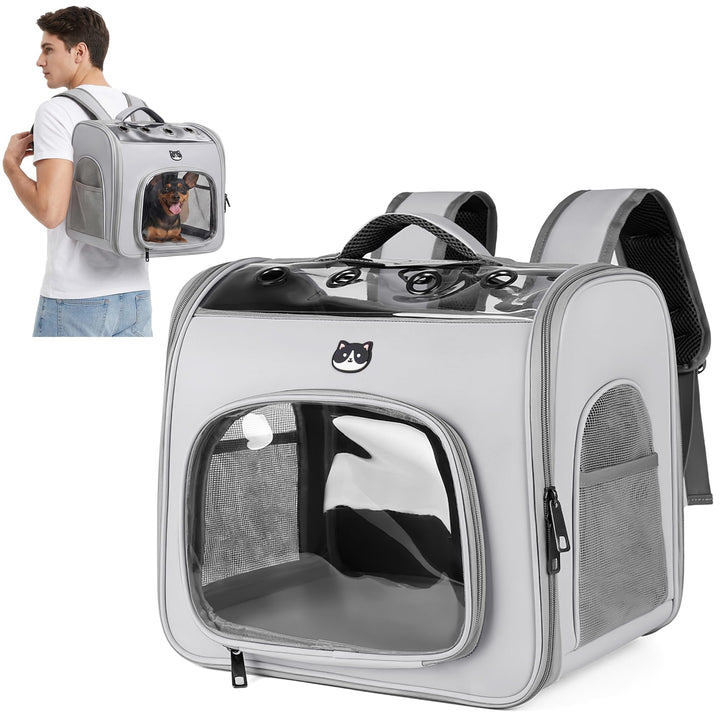 ALLSOPETS Katzenrucksack Faltbar Haustierrucksack mit Frontöffnung und Atmungsaktives Netzfenster Hu