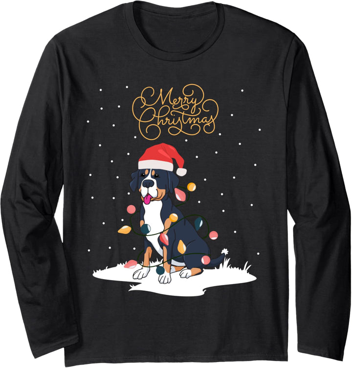 Grosser Schweizer Sennenhund Merry Christmas Xmas Weihnachts Langarmshirt