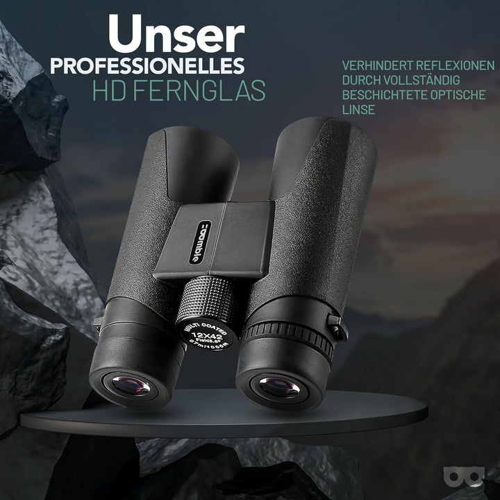 12x42 HD-Fernglas für Erwachsene | Wasserdichtes Fernglas, Bak-4-Prisma, FMC-Objektiv | Ideal für Vo