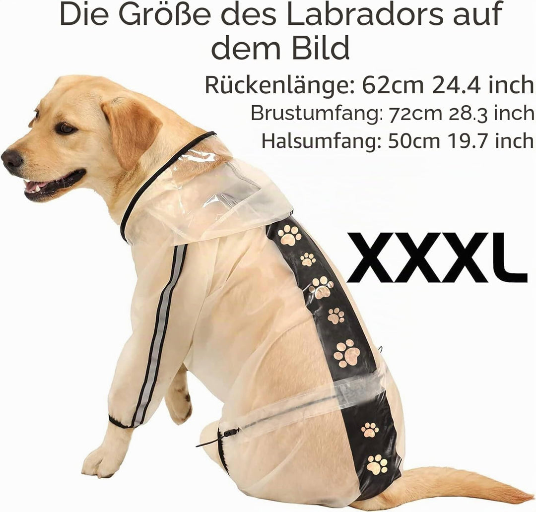 Olsa Hunde Regenjacken mit Kapuze, 4 Beine, Winterjacke für Hunde mit Reflektierenden Streifen, Tran