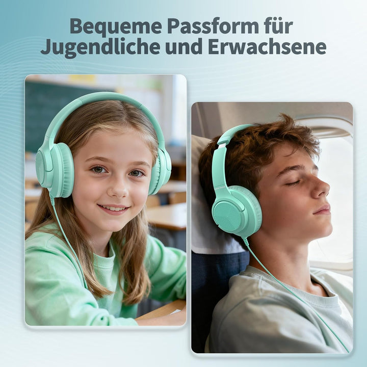 Kopfhörer mit Kabel und Mikrofon, Over-Ear Kabelkopfhörer mit 3,5mm Klinkenstecker, Faltbar Kabelgeb