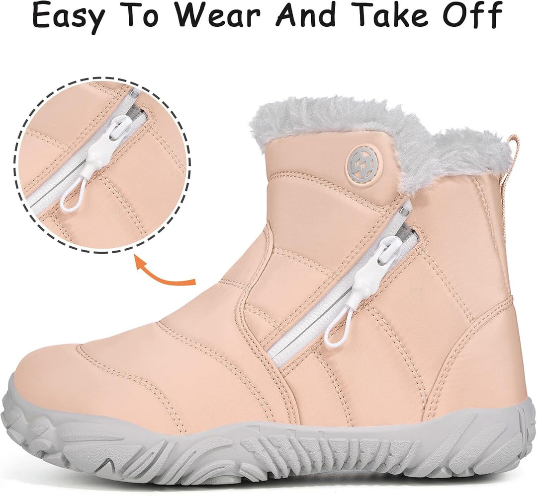 Unisex Kinder Barfussschuhe Winter Stiefel Warm Gefütterte Schneestiefel,Gr.29-39 30 EU Electric Pin
