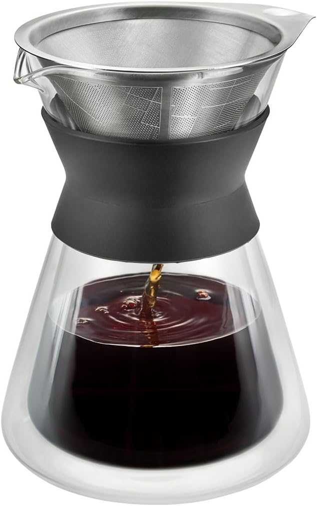 GEFU Kaffeebereiter BUTIO THERMO – Doppelwandige Glaskaraffe mit Permanentfilter | 500ml für 4 Tasse