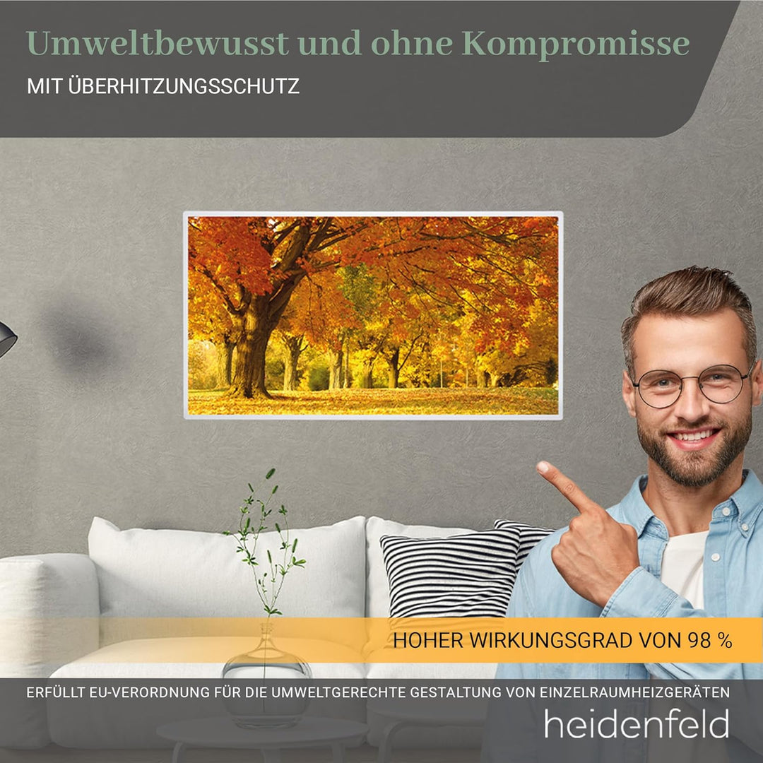 Heidenfeld Infrarotheizung HF-HP105 | 𝟭𝟬 𝐉𝐀𝐇𝐑𝐄 𝐆𝐀𝐑𝐀𝐍𝐓𝐈𝐄 - 1000 Watt - Bis 25 m² - Infrarot Heizkörpe