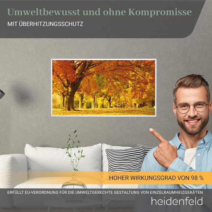 Heidenfeld Infrarotheizung HF-HP105 | 𝟭𝟬 𝐉𝐀𝐇𝐑𝐄 𝐆𝐀𝐑𝐀𝐍𝐓𝐈𝐄 - 400 Watt - Bis 10 m² - Infrarot Heizkörper