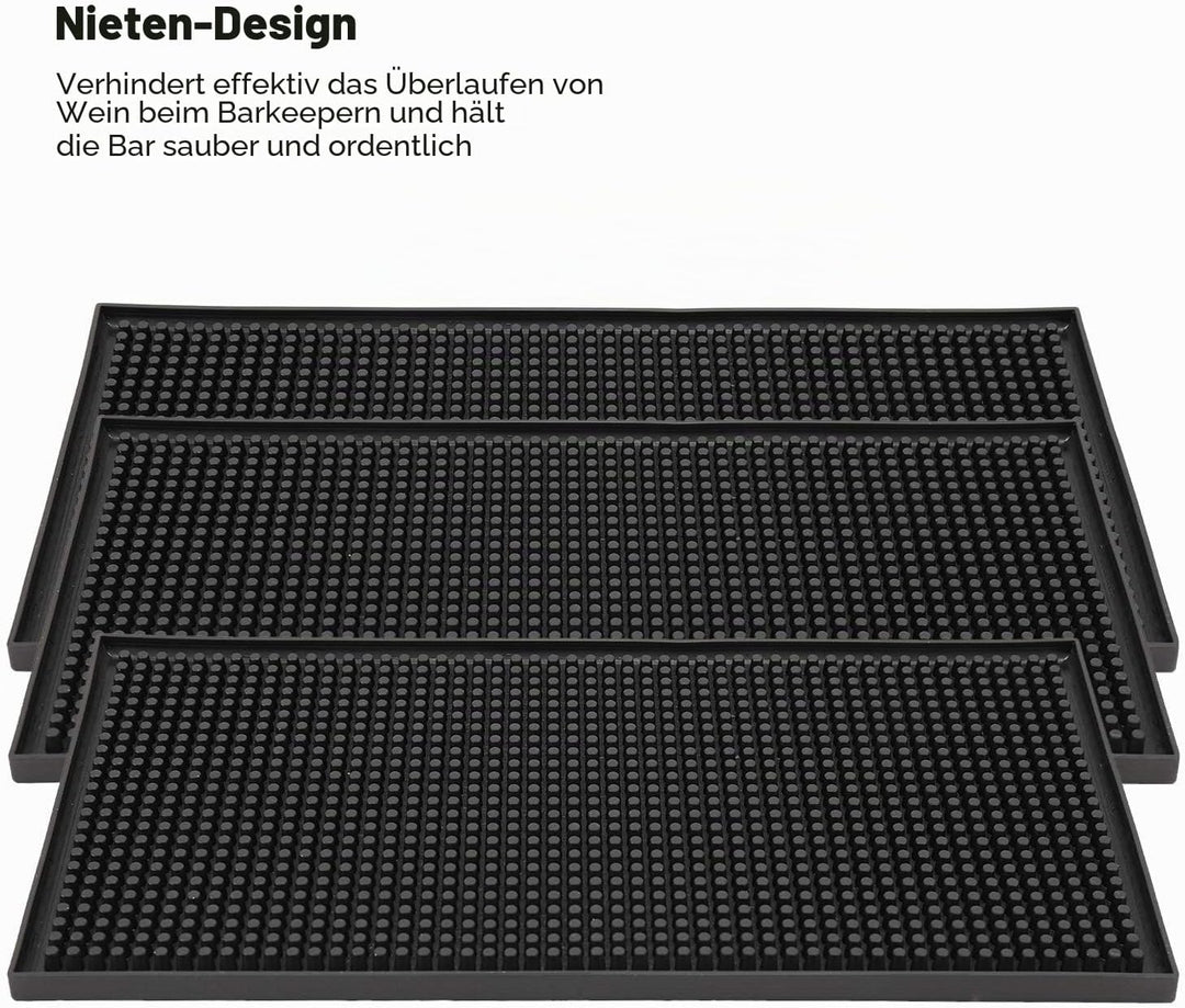 Homtone 3 Stück Gummi Überlaufmatte Wasserdicht Schwarze Rutschfeste Gummi Bar Matten Bar Service Sp
