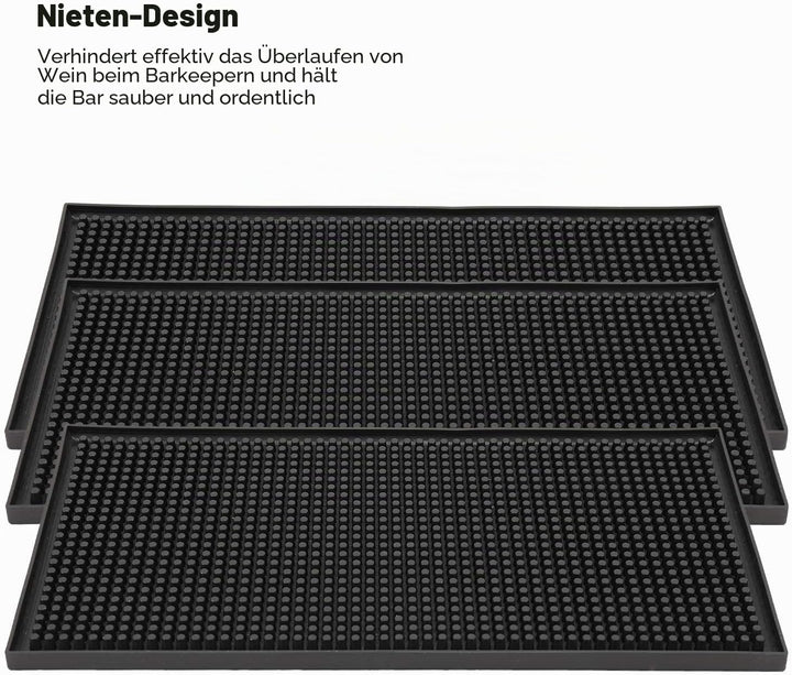 Homtone 3 Stück Gummi Überlaufmatte Wasserdicht Schwarze Rutschfeste Gummi Bar Matten Bar Service Sp