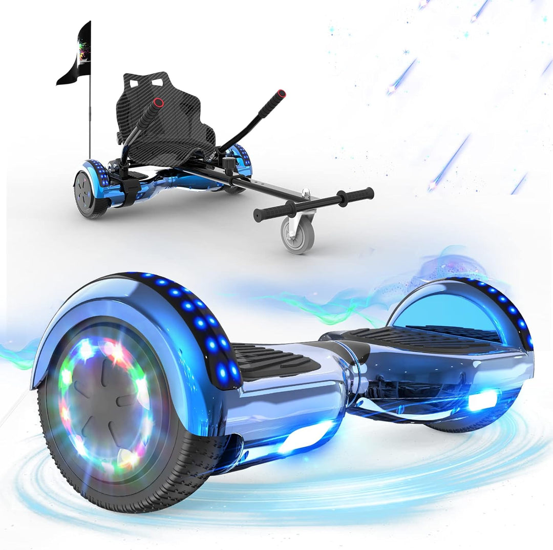 RCB Hoverboards mit Sitz Hoverkart komplett für Kinder, Skateboard mit Set, Hoverboards mit LED Lich