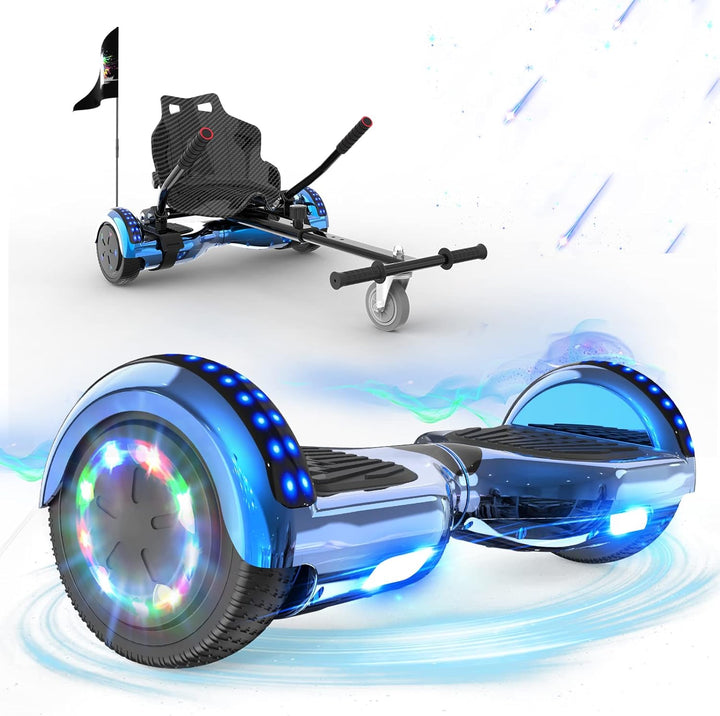 RCB Hoverboards mit Sitz Hoverkart komplett für Kinder, Skateboard mit Set, Hoverboards mit LED Lich