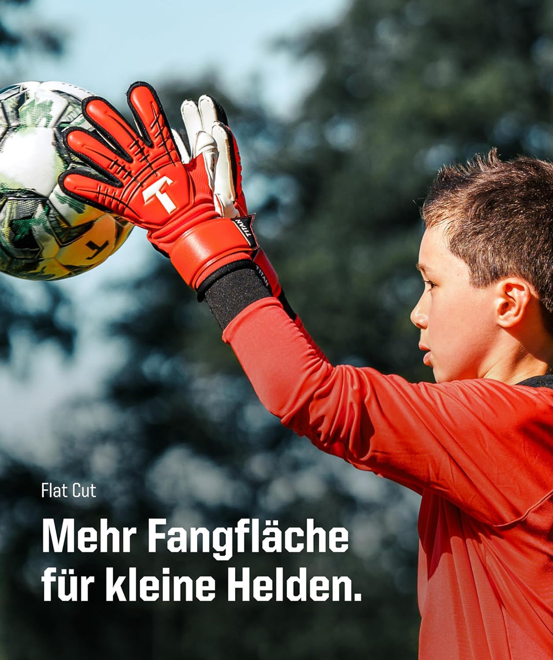 T1TAN Kinder Torwarthandschuhe mit Fingerschutz - Fussballhandschuhe für Kinder - Die Profis der Zuk