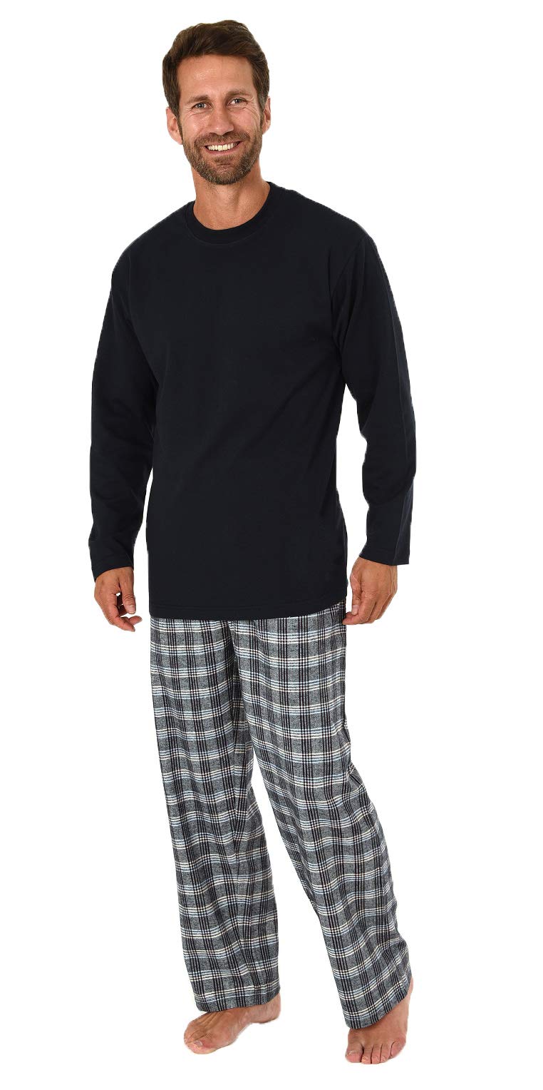 Herren Schlafanzug Pyjama lang mit Flanell Hose - auch in Übergrössen - 281 101 90 997, Farbe:Marine