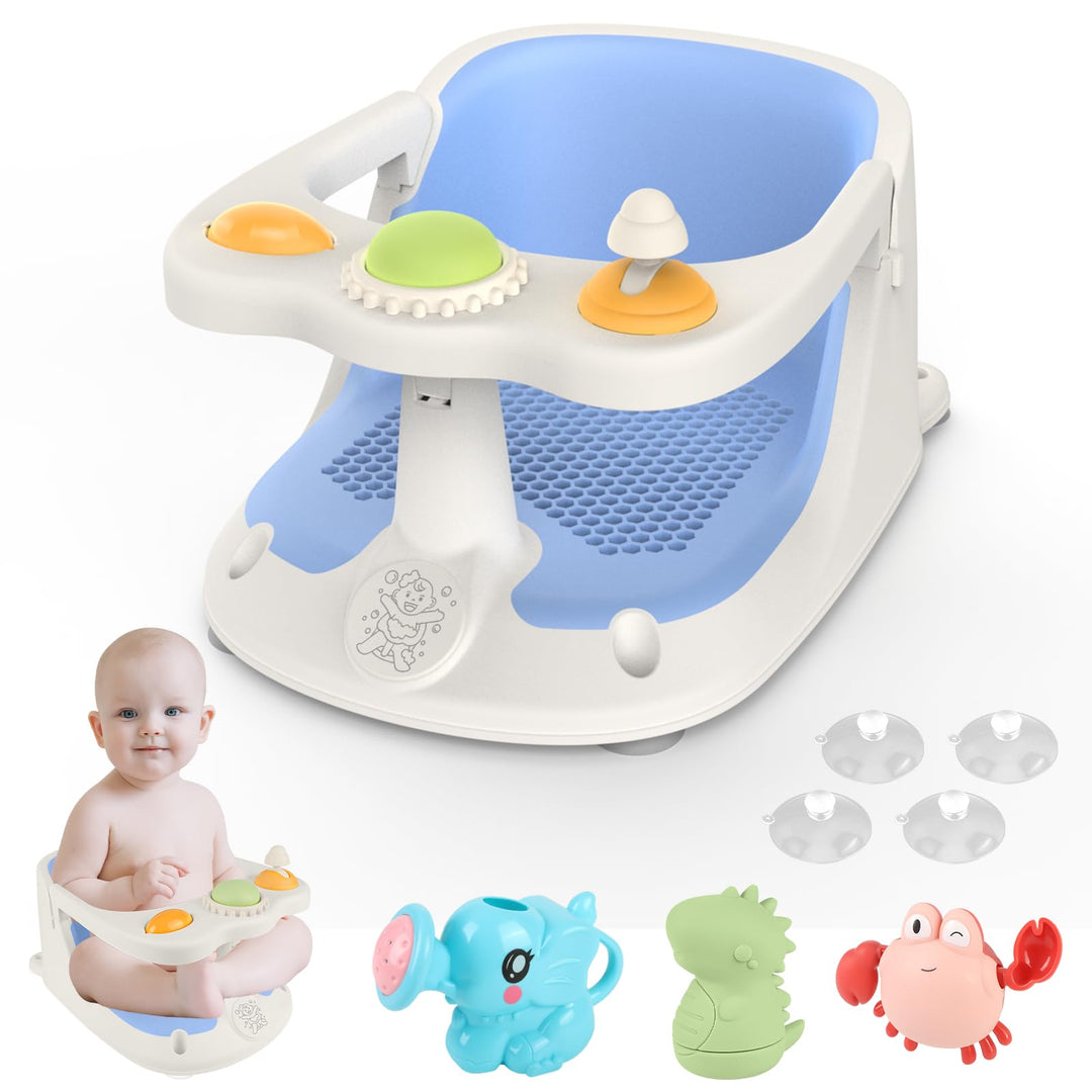 Baby Badesitz ab 6 Monate, Badewannensitz mit 4-starken Saugnäpfen, Rutschfester Badesitz Baby mit S