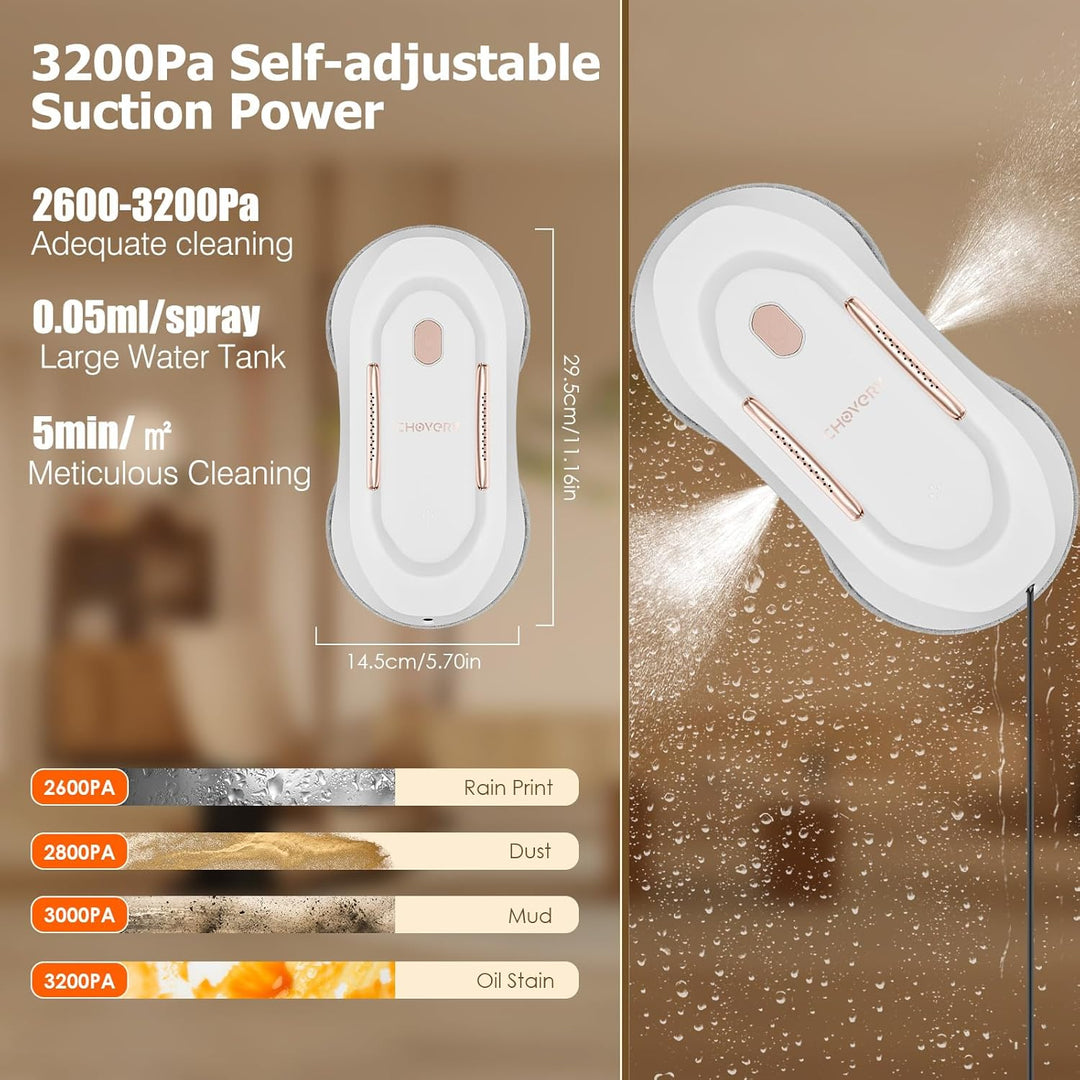 CHOVERY CL-3 3000Pa Fensterputzroboter, Fensterroboter mit Sprühfunktion, Automatischer Fensterputze