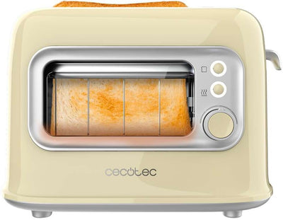 Cecotec Vertikaler Toaster RetroVision Yellow, 700W Leistung, 2 Extra-breite Schlitze, Einzigartiges