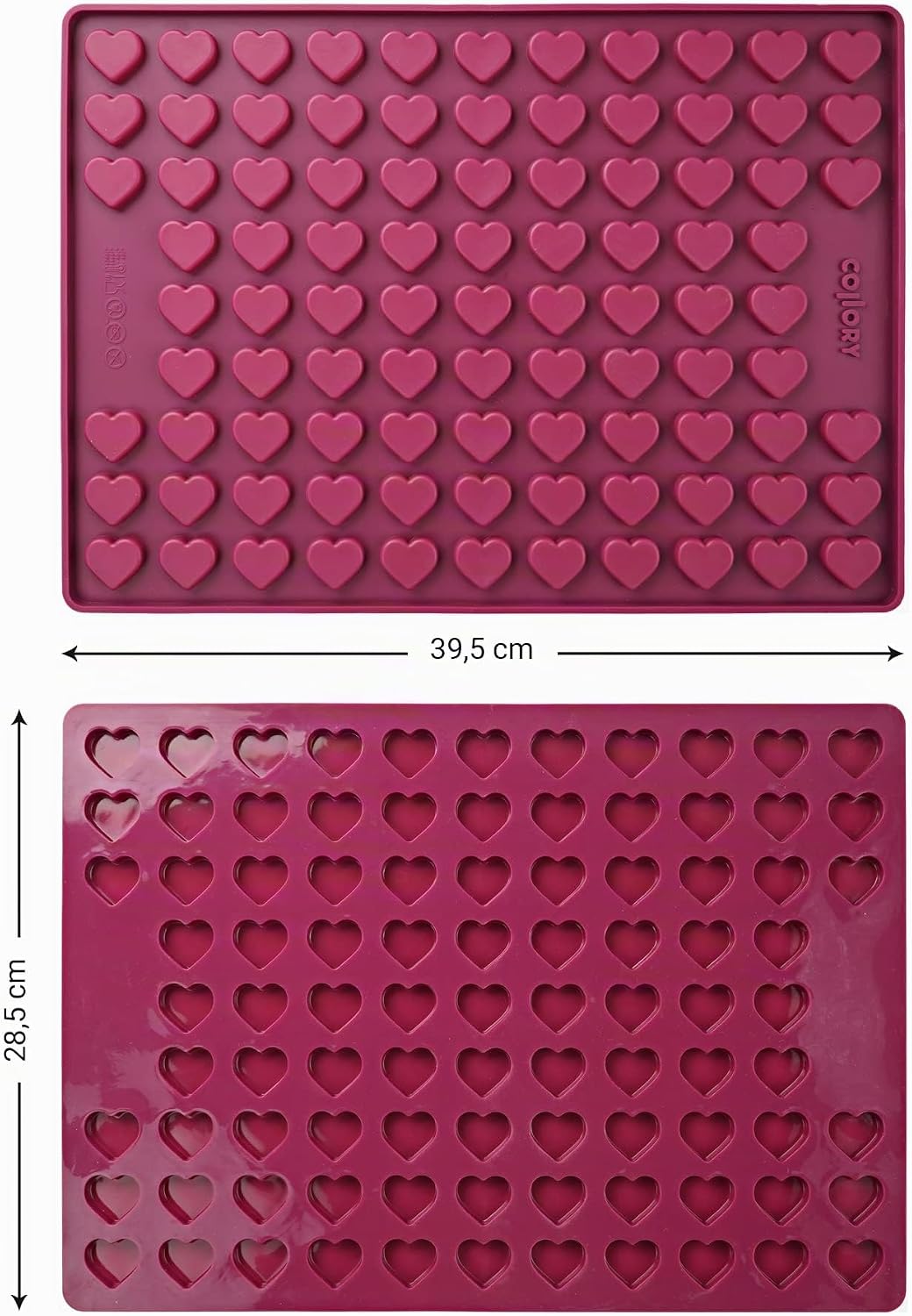 Collory Backmatte Hundekekse für MEDIUM (2,6cm) HERZ FORM Leckerlis, Silikon Backform, Pralinenform,