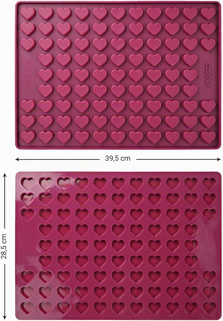 Collory Backmatte Hundekekse für MEDIUM (2,6cm) HERZ FORM Leckerlis, Silikon Backform, Pralinenform,