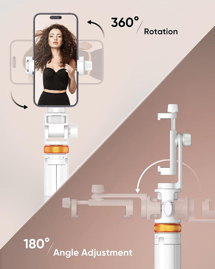 158CM Hany Stativ, Stativ für Smartphone und Selfie Stick mit Fernbedienung (Mineral White), Mineral